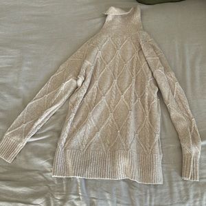 Cowl neck ivory sweater tunic top sz m